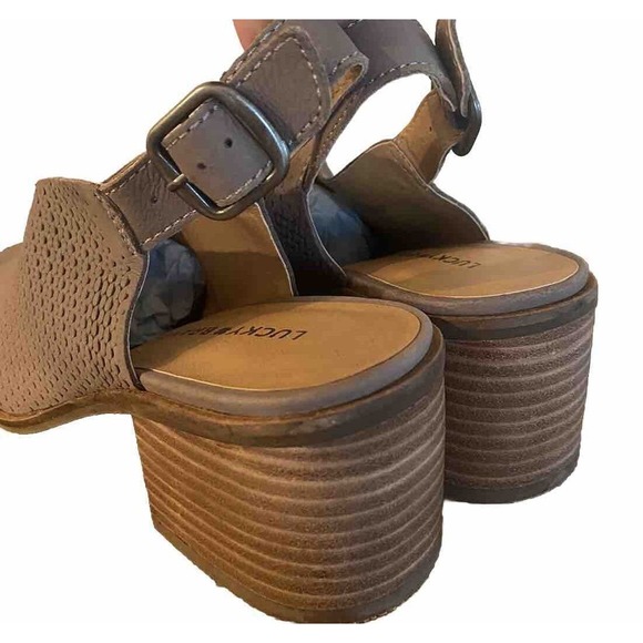 New Lucky Brand Women’s Lideton Pump Titanium Block Heel Buckle Bootie Style 8.5 - Picture 4 of 6